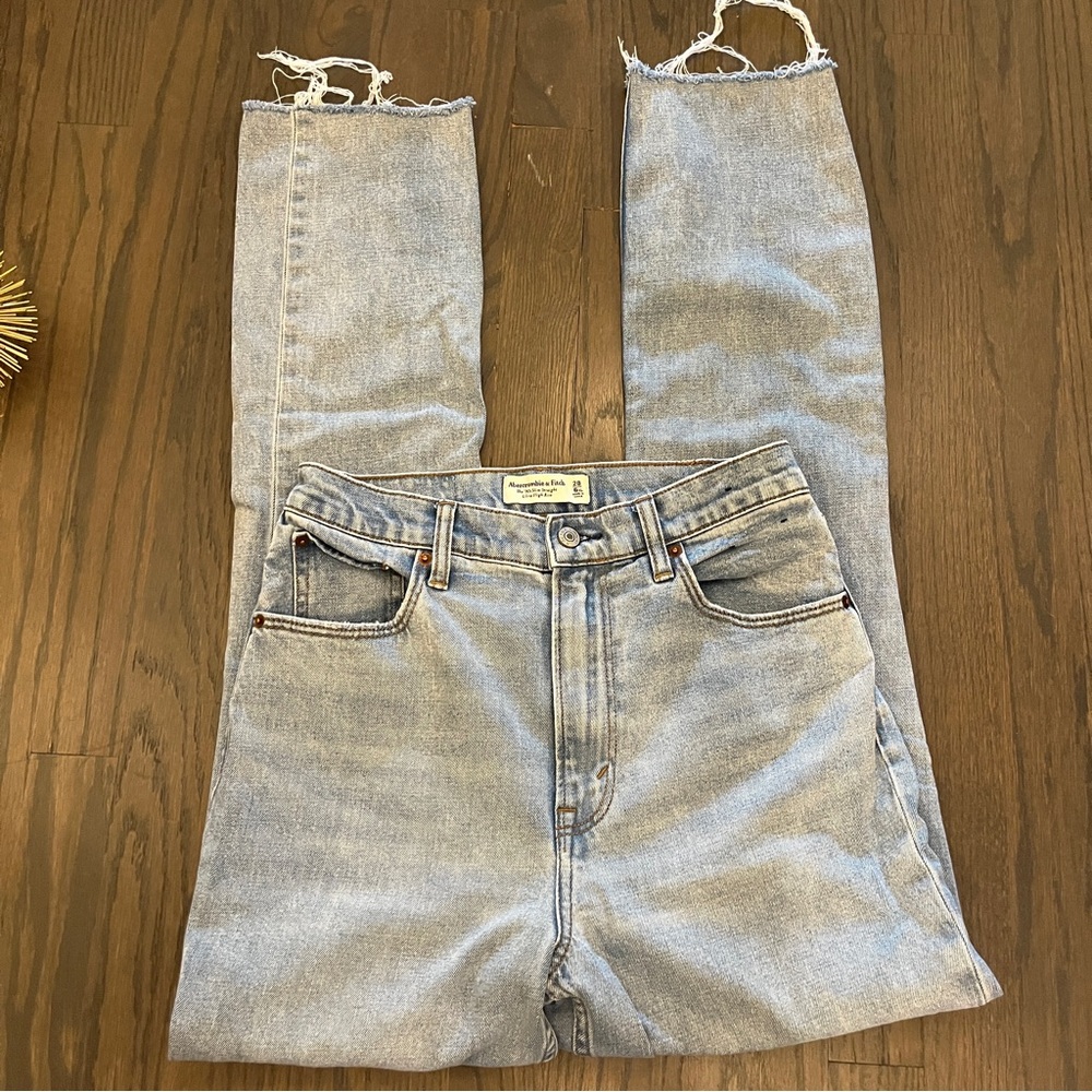 Abercrombie & Fitch 90s Slim Straight Ultra High Rise Curve Love 28/6XL Raw Hem - Picture 8 of 11